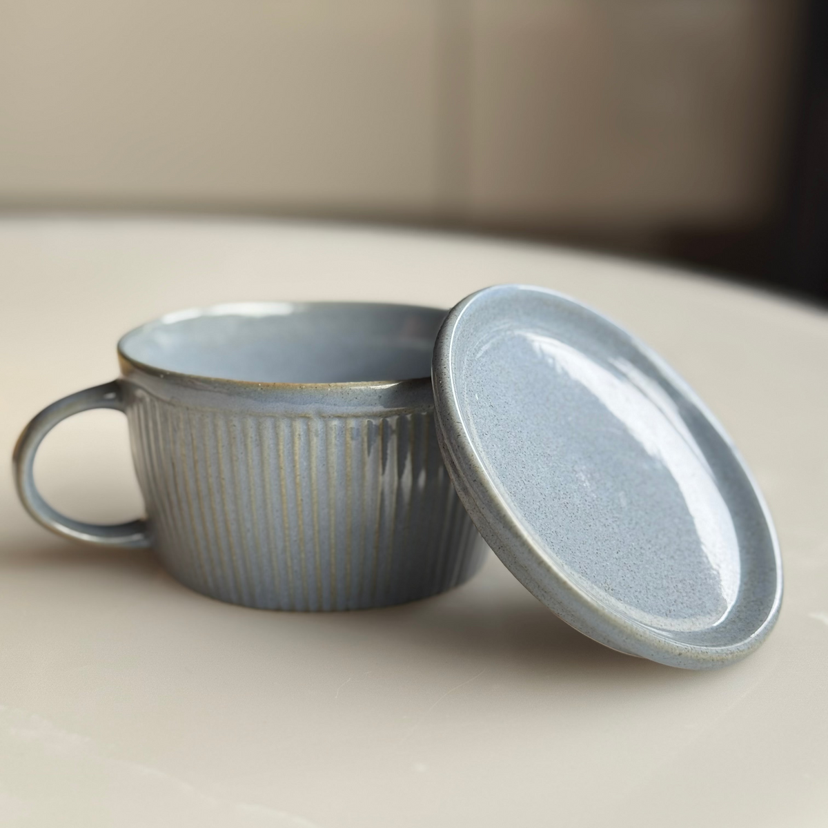 Ceramic Soup Cup with Multi-functional Lid & Saucer