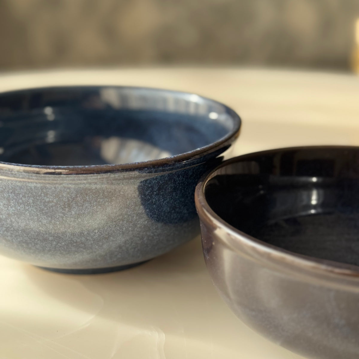 Deep Blue Glazed Ceramic Ramen Bowls🍜