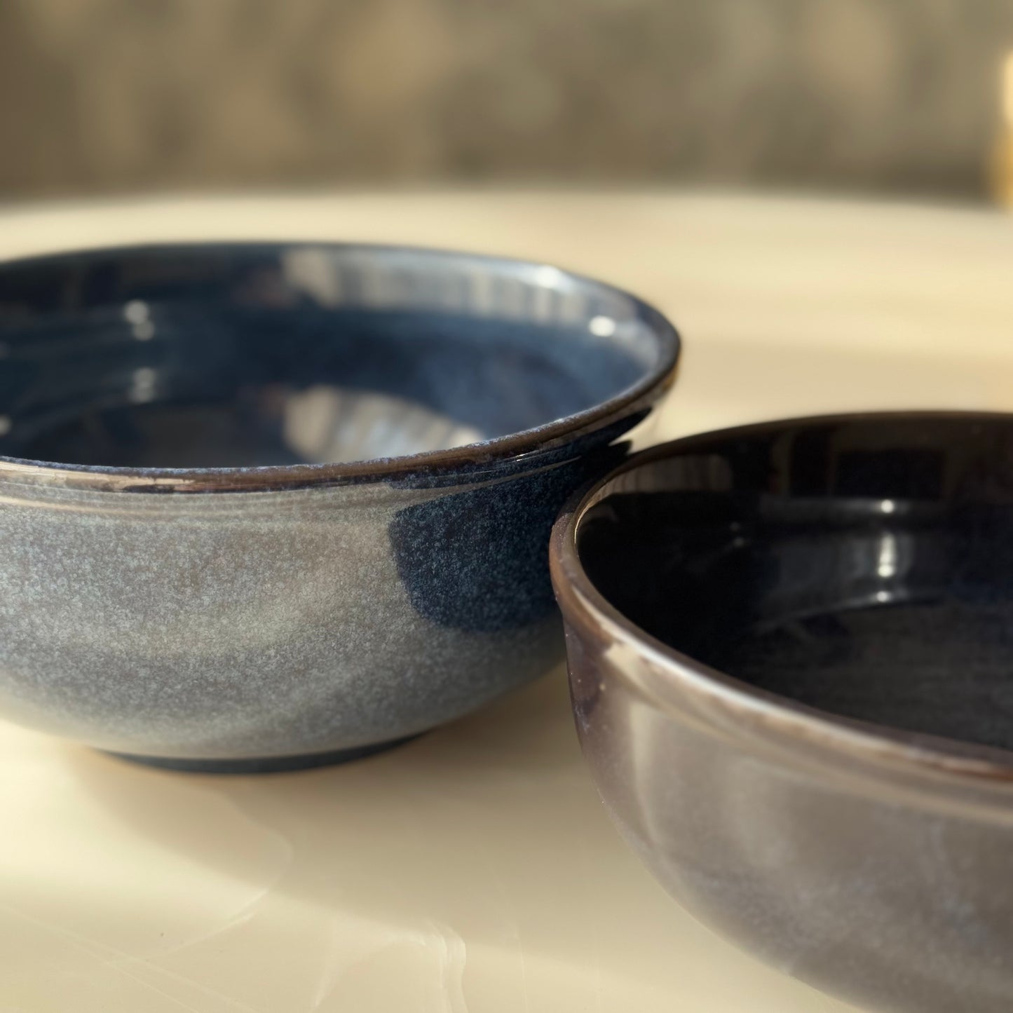 Deep Blue Glazed Ceramic Ramen Bowls🍜