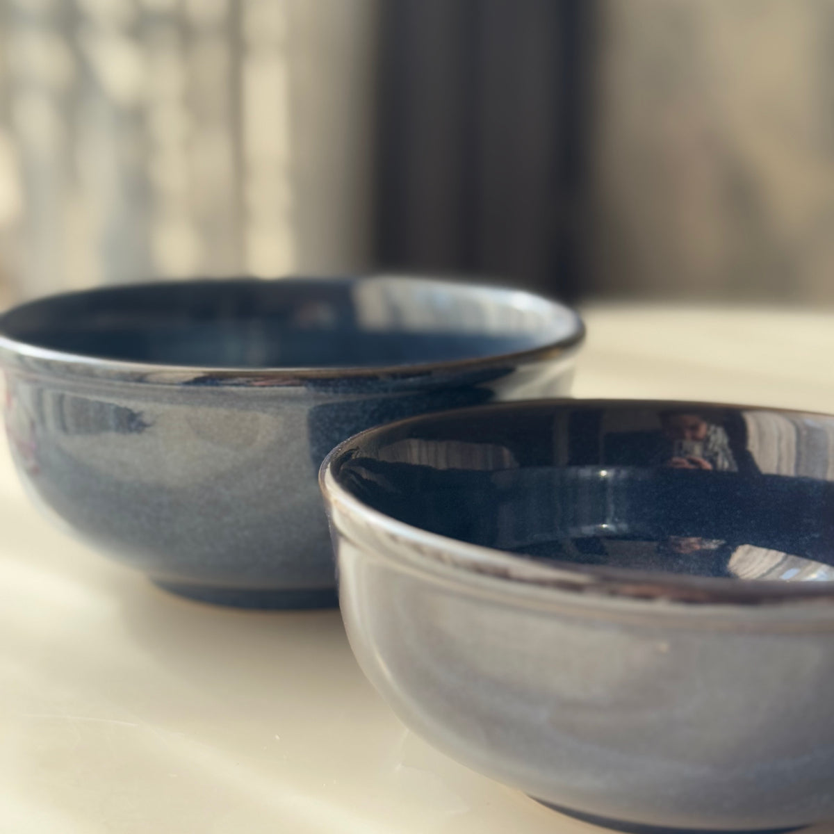 Deep Blue Glazed Ceramic Ramen Bowls🍜
