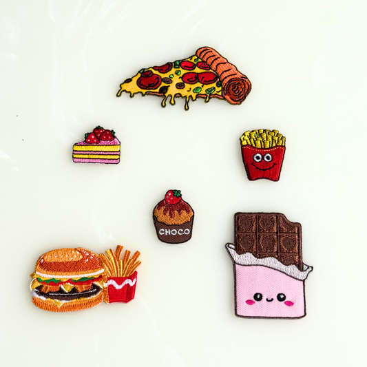 DIY Foodie Iron-on Embroidery Patches Kit (set of 6)