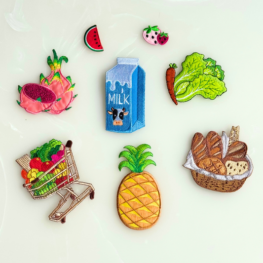 DIY Veggie Iron-on Embroidery Patches Kit (set of 8)
