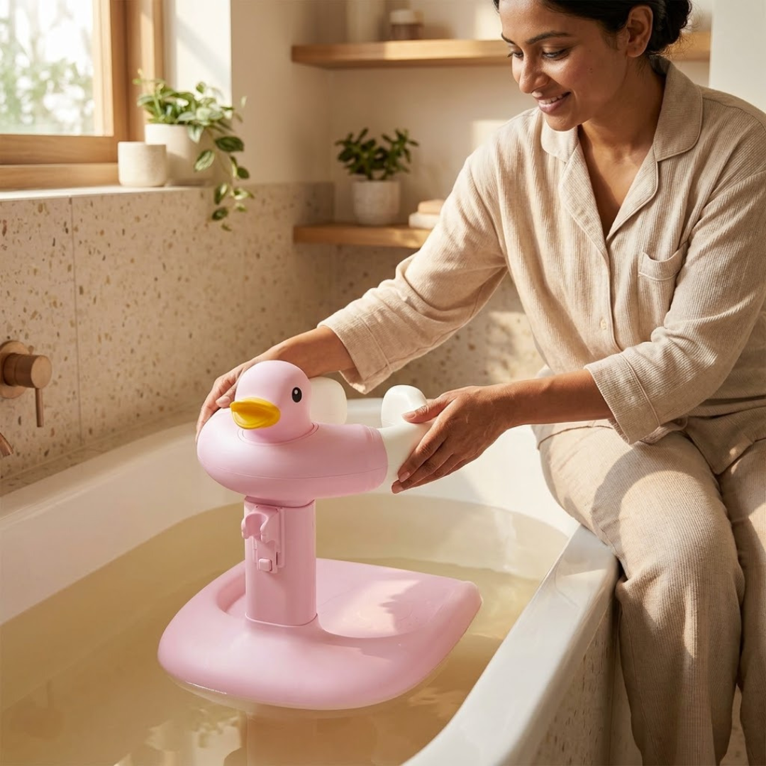Baby Bath Stand for Kids & Toddlers | Adjustable Height & Width | Frog & Duck