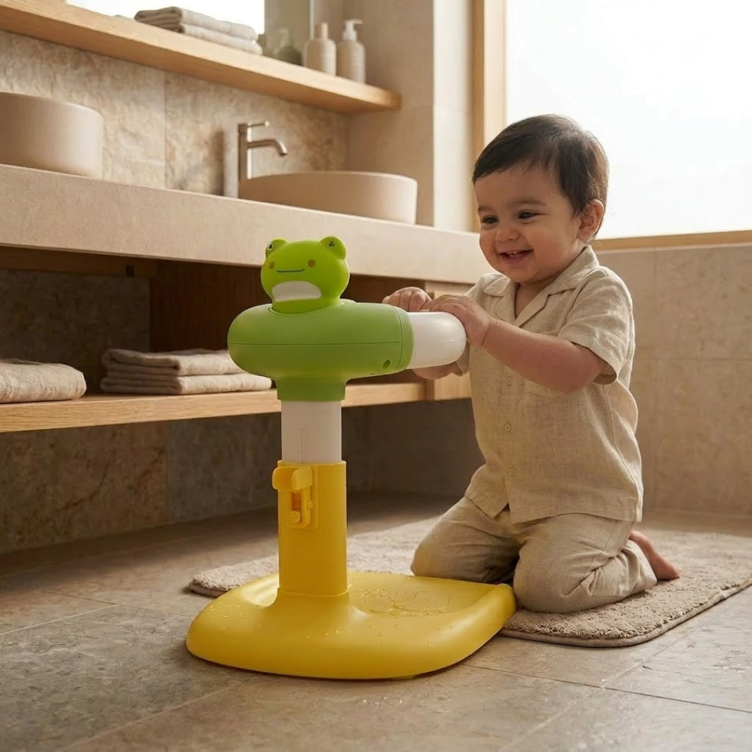 Baby Bath Stand for Kids & Toddlers | Adjustable Height & Width | Frog & Duck