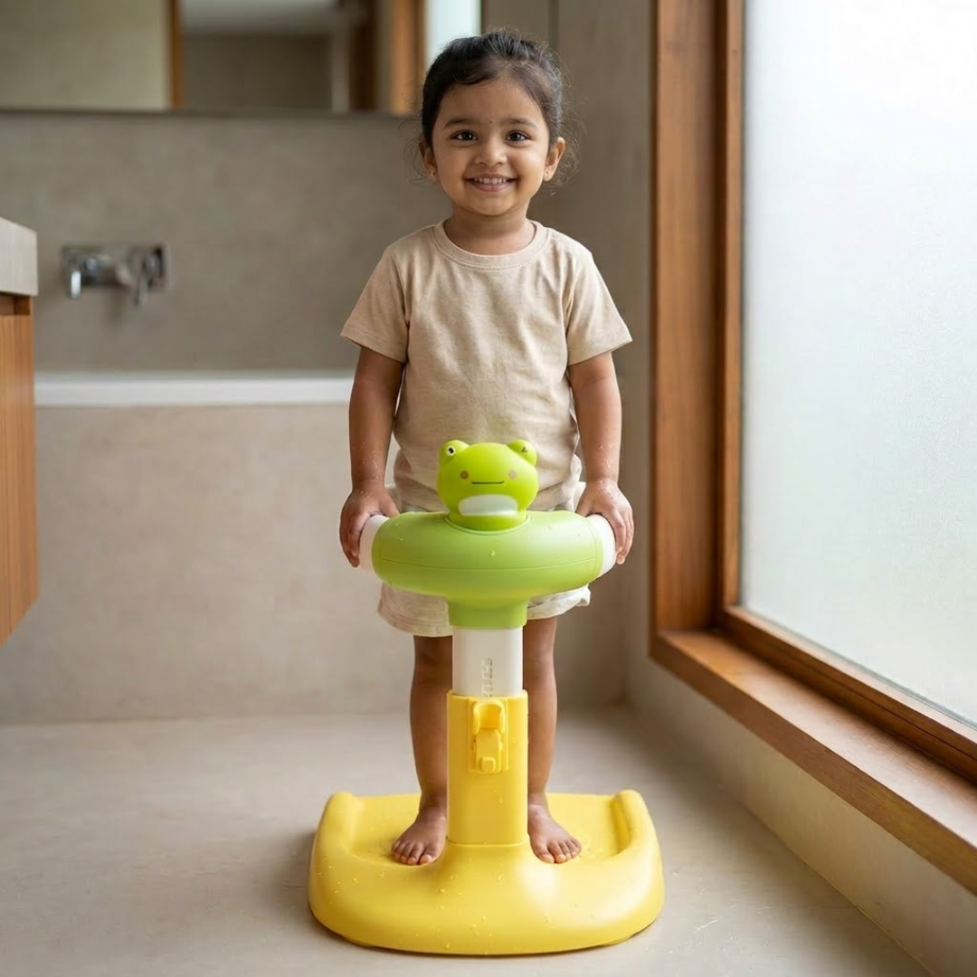 Baby Bath Stand for Kids & Toddlers | Adjustable Height & Width | Frog & Duck