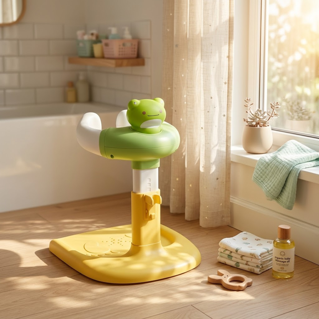 Baby Bath Stand for Kids & Toddlers | Adjustable Height & Width | Frog & Duck