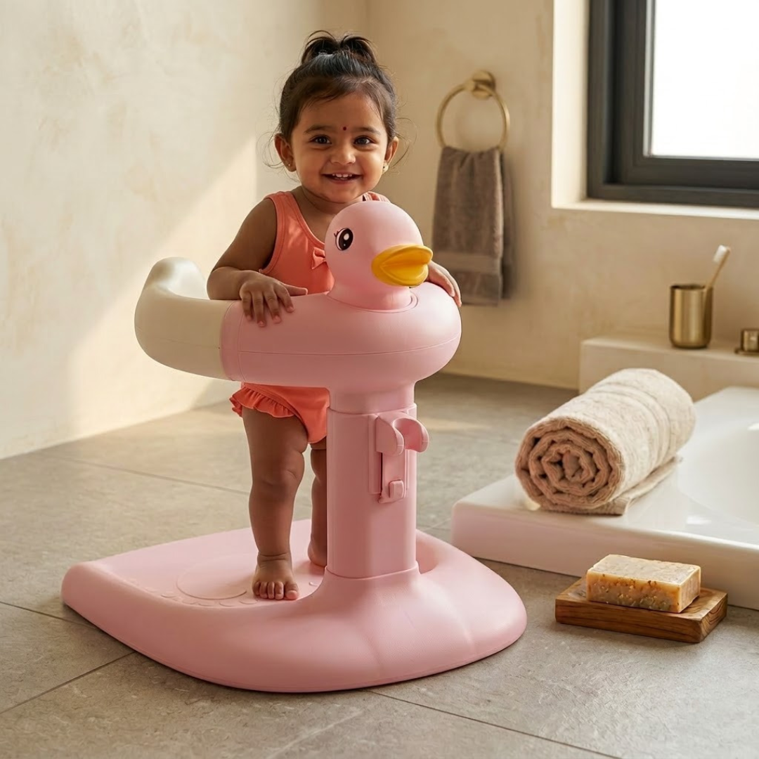 Baby Bath Stand for Kids & Toddlers | Adjustable Height & Width | Frog & Duck