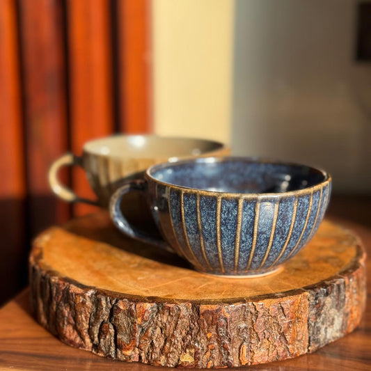 Set of 2 Ridge Glaze Barista Cups