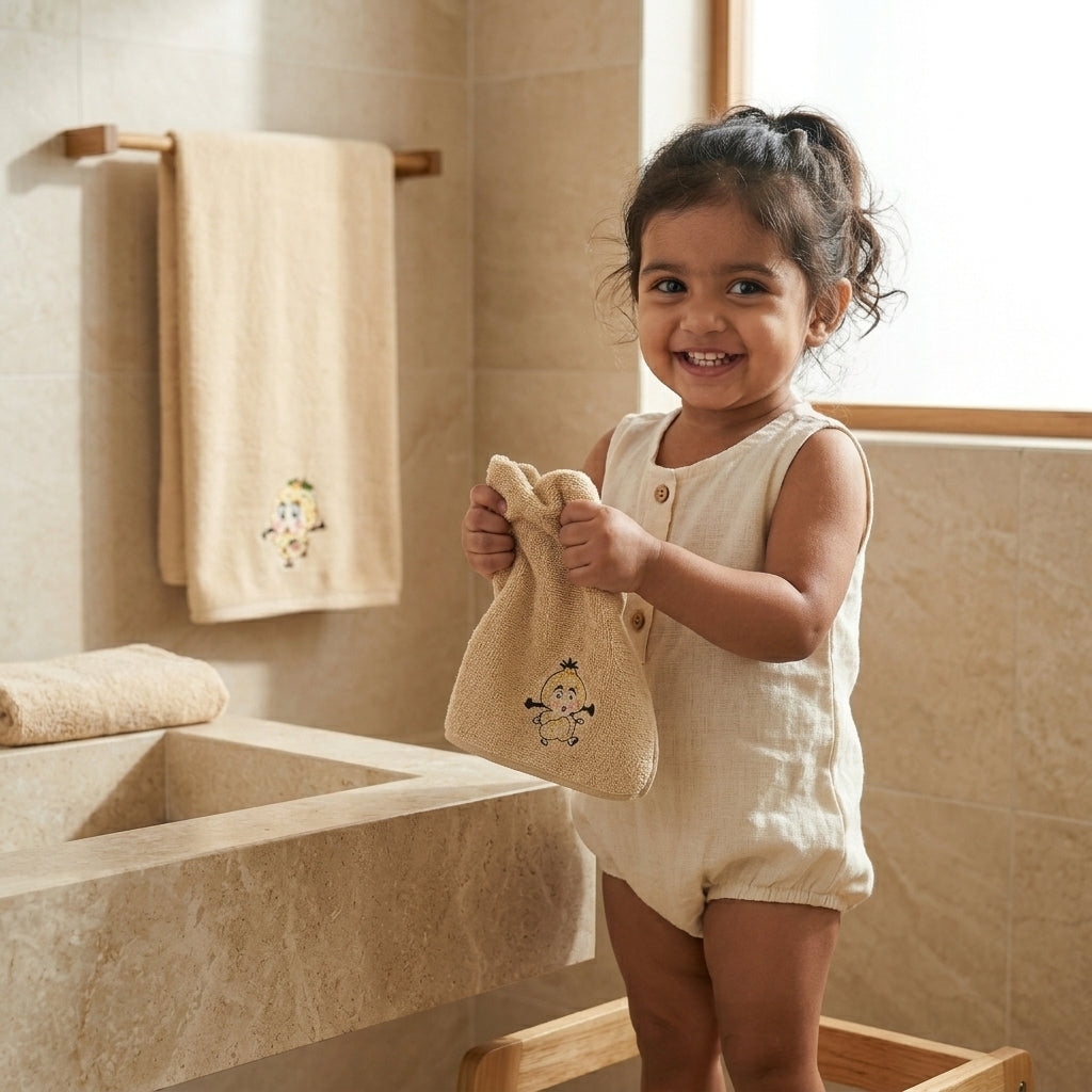 Microfiber Baby & Toddler Shinchan Towels | Set of 2 | Hand towel and Bath Towel | Daily use & Gifting