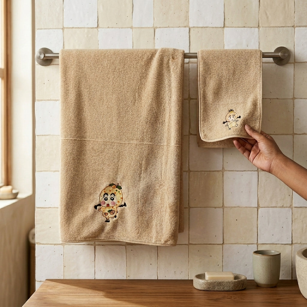 Microfiber Baby & Toddler Shinchan Towels | Set of 2 | Hand towel and Bath Towel | Daily use & Gifting