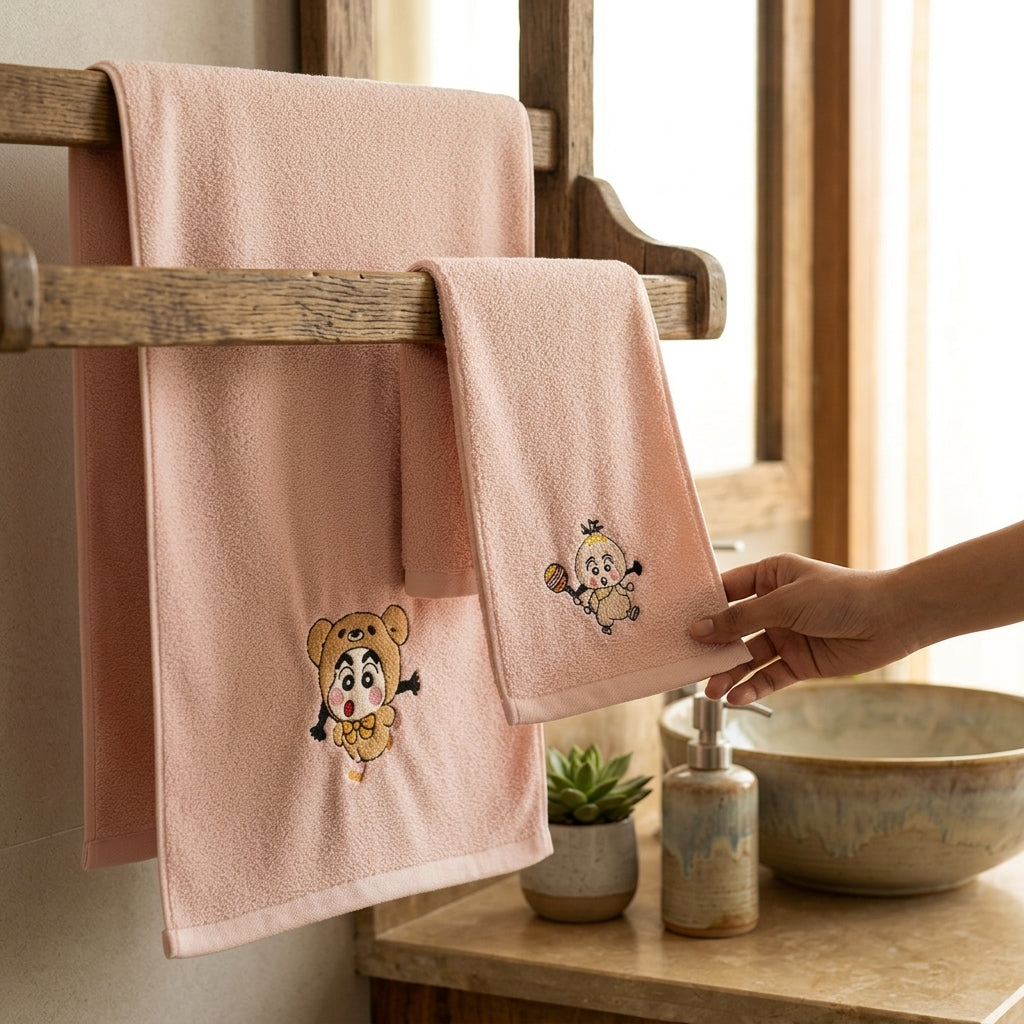 Microfiber Baby & Toddler Shinchan Towels | Set of 2 | Hand towel and Bath Towel | Daily use & Gifting