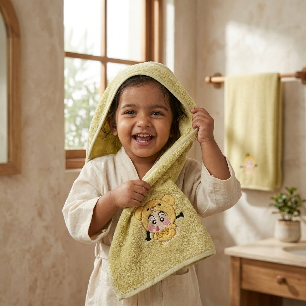 Microfiber Baby & Toddler Shinchan Towels | Set of 2 | Hand towel and Bath Towel | Daily use & Gifting