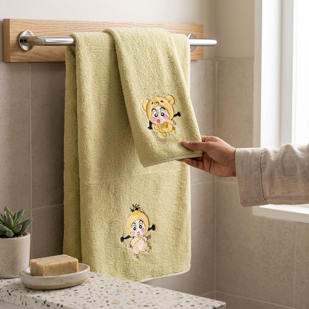Microfiber Baby & Toddler Shinchan Towels | Set of 2 | Hand towel and Bath Towel | Daily use & Gifting