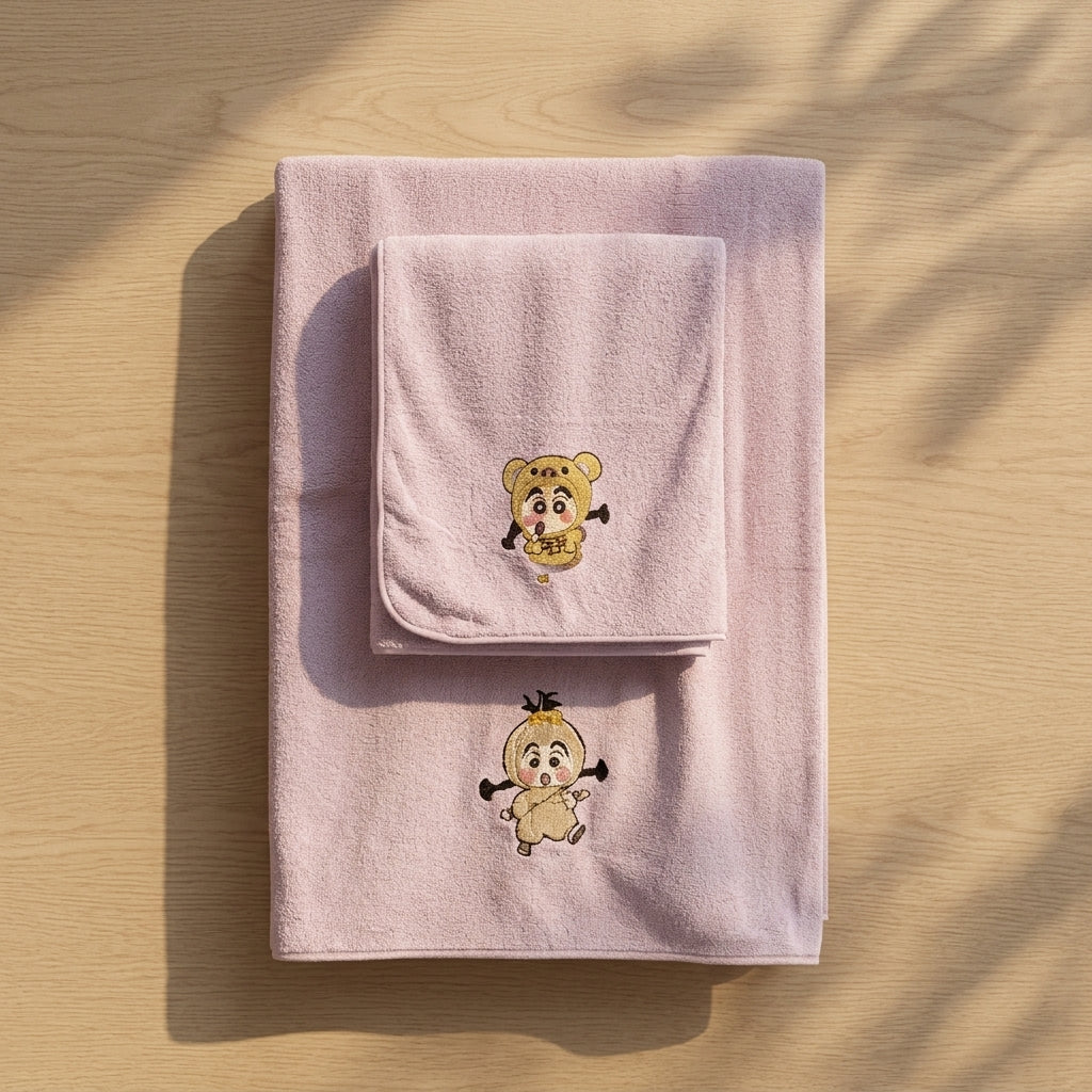 Microfiber Baby & Toddler Shinchan Towels | Set of 2 | Hand towel and Bath Towel | Daily use & Gifting